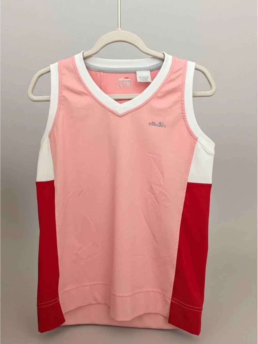 Ellesse Tennis Tank Top Tenniscore Blokette Pink Red Colorblock Jersey M